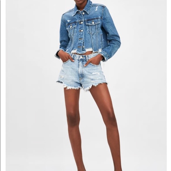 short ripped denim jacket